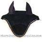 Navy Blue Horse Bonnets | Fly Veil | with White Crochet Border, Bling Trim and #6 Navy Rope/Cord Trim