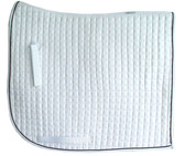 White Olympic Flag-Tail with Black Piping/Trim | PRI Dressage Saddle Pad with Equu-Felt