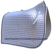 White with Black Piping/Trim Olympic Flag-Tail | PRI Dressage Saddle Pad