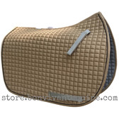 Khaki Sand Brown Dressage Saddle Pad with Black Piping