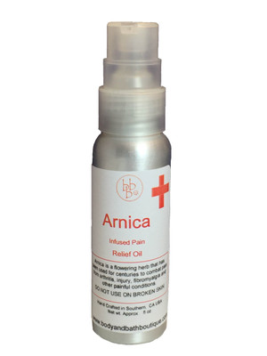 Bottle of Arnica infused pain relief oil