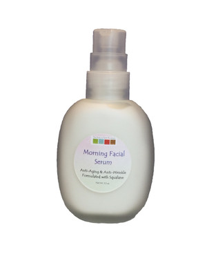 Bottle of Morning Serum for Mature Skin Antiwrinkle Antiaging