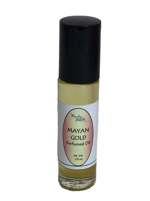Roller bottles of Mayan Gold scented perfume oil