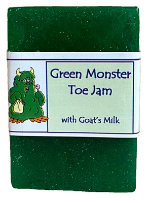 bar of green monster toe jam glycerin soap goat's milk kids