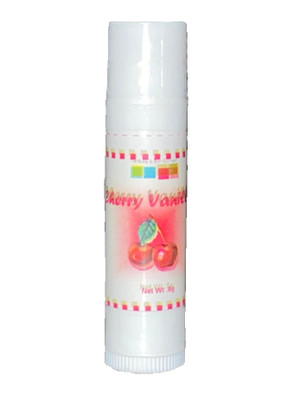tube of cherry vanilla flavored lip balm