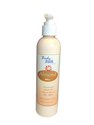 Bottle of Almond scented body lotion