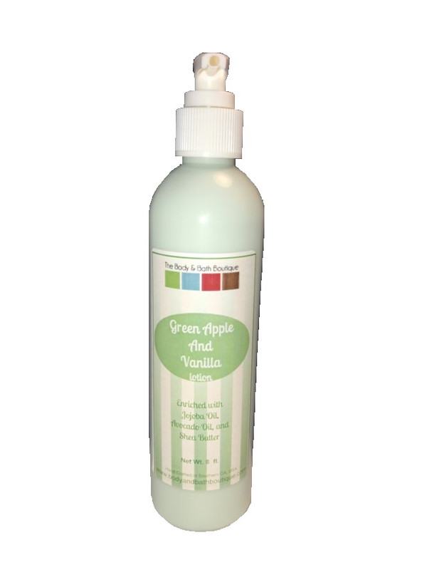 Bottle of Green Apple and Vanilla scented body lotion