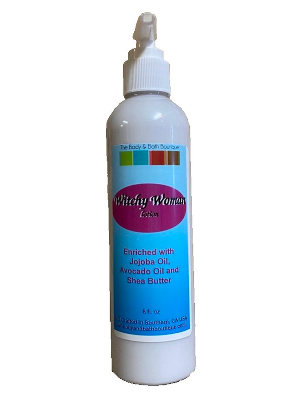 Bottle of Witchy Woman scented body lotion