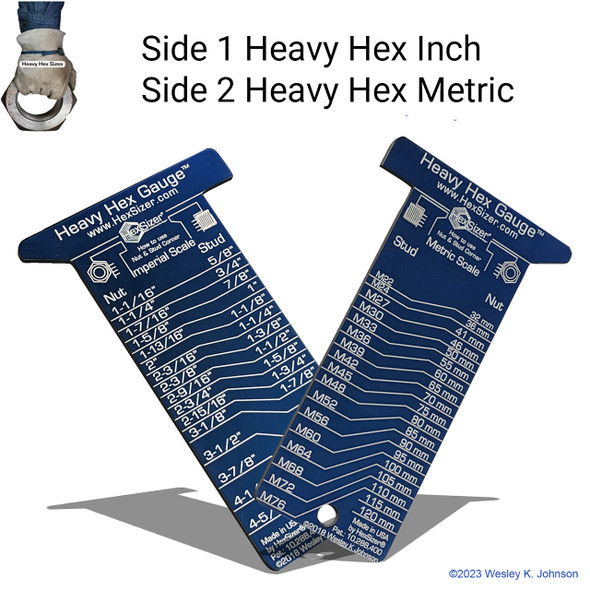 Find the correct hydraulic wrench torque sizes with the HexSizer Heavy Hex Gauge Inch & Metric.