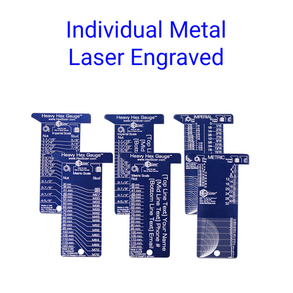 All six side choices for the metal Heavy Hex Gauge, Side 1 and Side 2