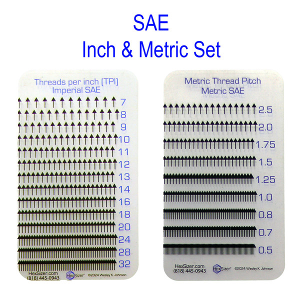 Pictured is the Clear Card Thread Checker thread gauge set - SAE - Inch & Metric Set