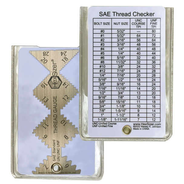 Thread Gauge for SAE is attached to a reference card
