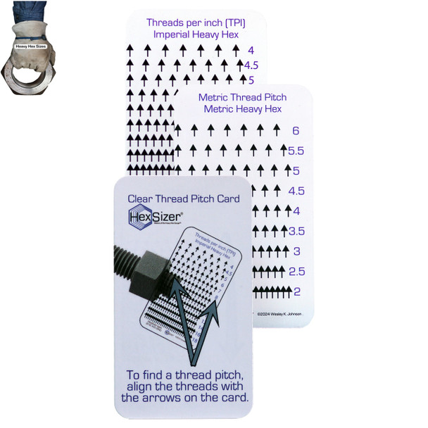 Comes with the Clear Card Thread Checker for Imperial and Metric Heavy Hex Sizes and the instruction card for use.
