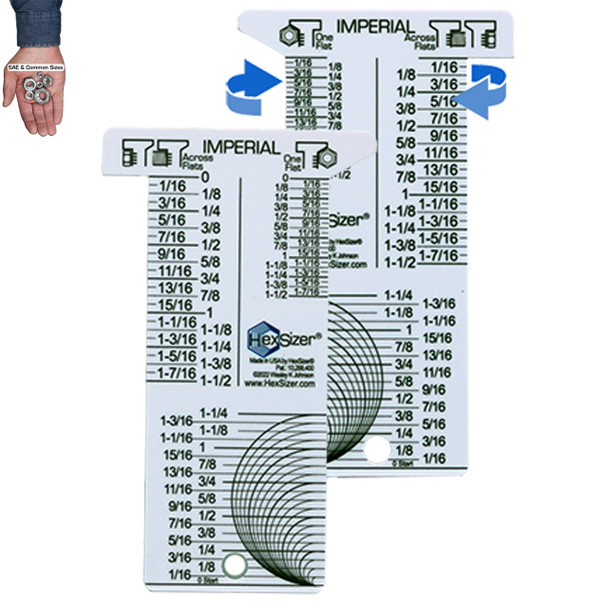 Plastic SAE Hex Gauge in Metric. On front and back are marks for every  milimeter.