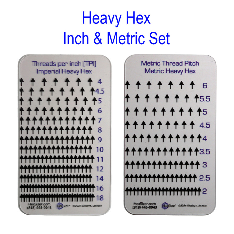 Clear Card Thread Checker™ - Heavy Hex - Inch & Metric