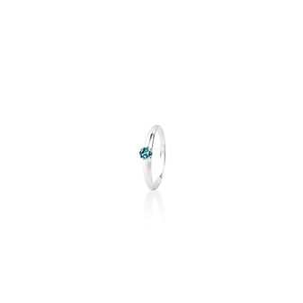 Aquamarine (March) Petite Solitaire Ring - Sterling Silver 925