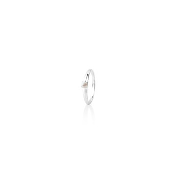 Pearl (June) Petite Solitaire Ring - Sterling Silver 925 