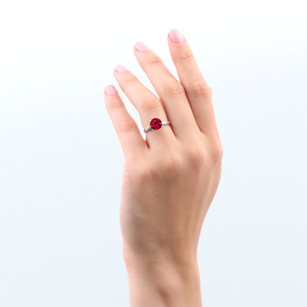 Ruby  (July) Bold Solitaire Ring - Sterling Silver 925