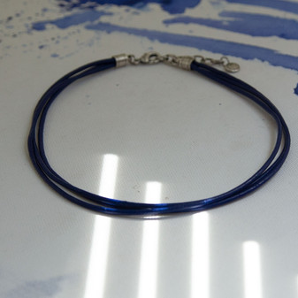 Manila Dark Blue Leather Necklace 