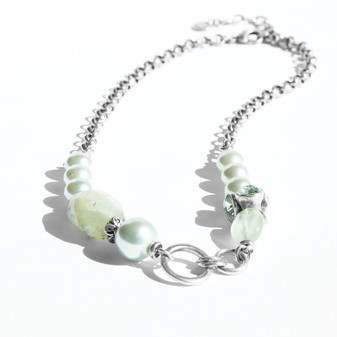 Mint Green Jade Beaded Crystal Necklace