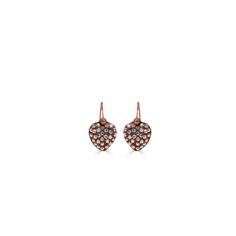 Burnished copper  Swarovski Crystal AB  heart Earrings  with detachable French wires