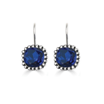 10mm Indigo Swarovski Crystal Cushion Earrings