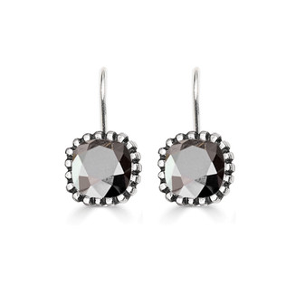 10mm Light Chrome Swarovski Crystal Cushion Earrings