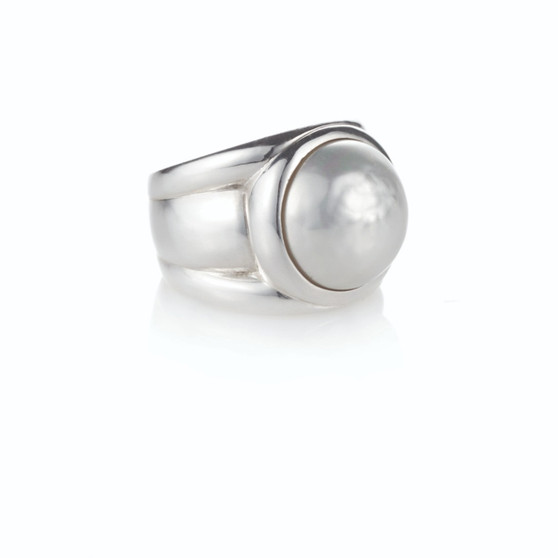 Sterling Silver 925 Classique Mabe Pearl Ring 