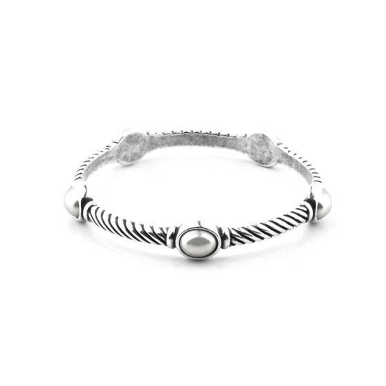 White Shell Pearl Rope-detail Bangle