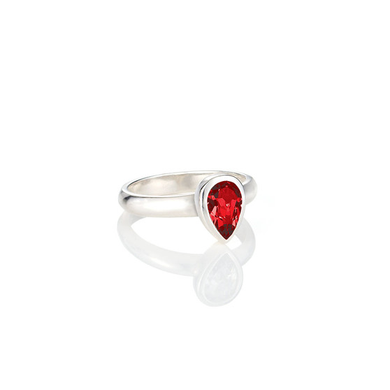 Petite Scarlet Teardrop Ring 