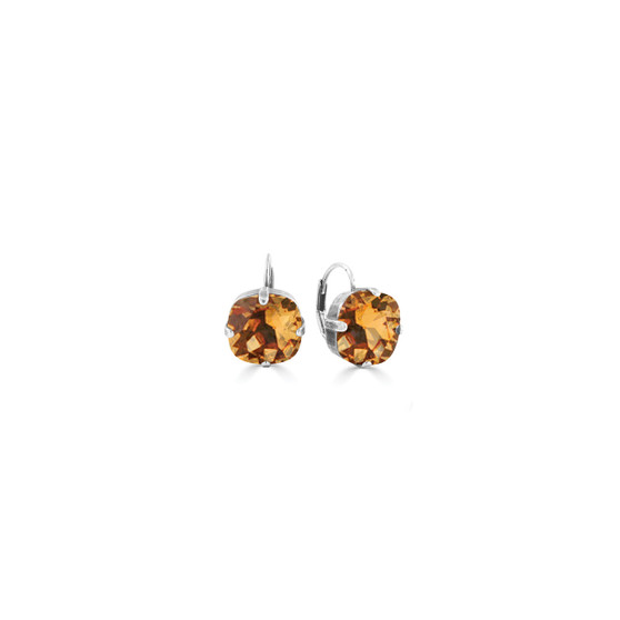 Honey Drop Earrings - Burnished Silver / Swarovski Crystal Earrings / Cushion Cut Crystal / Crystal Lever back Fastening  / Everyday Jewellery