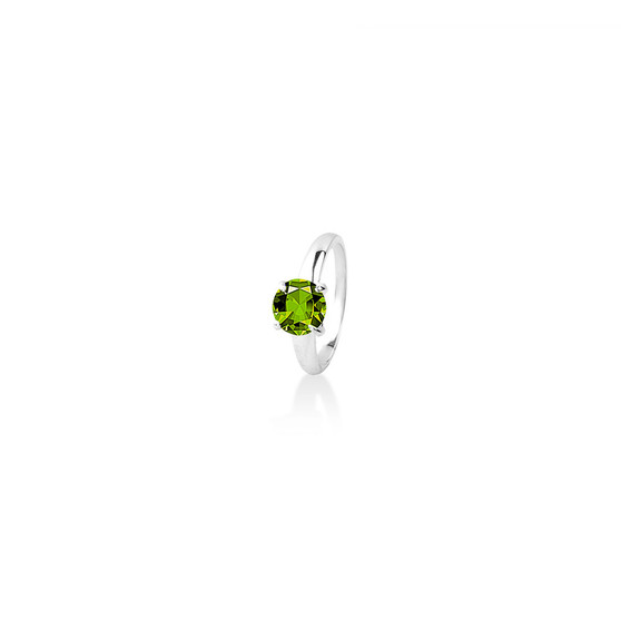Peridot (August) Bold Solitaire Ring - Sterling Silver 925