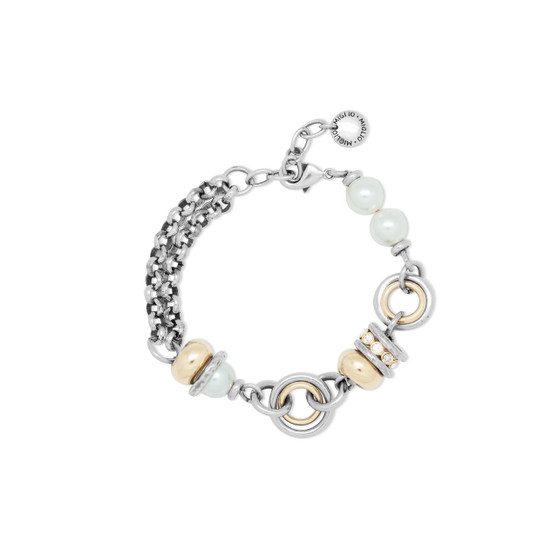 18ct Gold-Plated  Two-Tone Pearl Bracelet - Please allow 7 working days for manufacturing