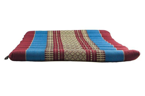Large Rollable Flat Meditation and Yoga Cushion - Burgundy / Blue