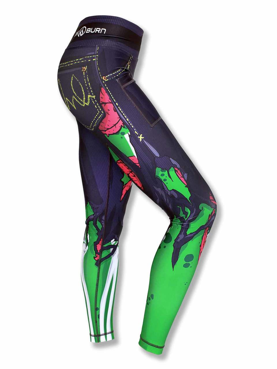 INKnBURN Women's Zombie Tights for Running, Yoga and Working Out