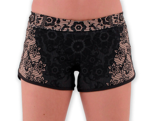 Download Women's Black Lace Running, Gym and Workout Shorts