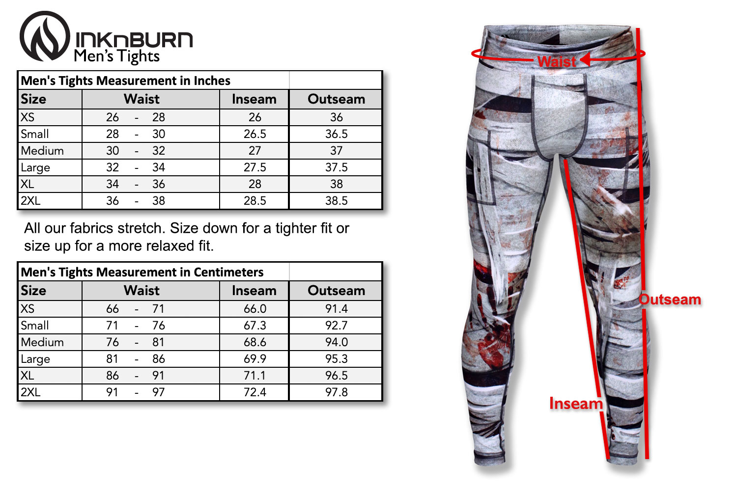 Inknburn Size Chart