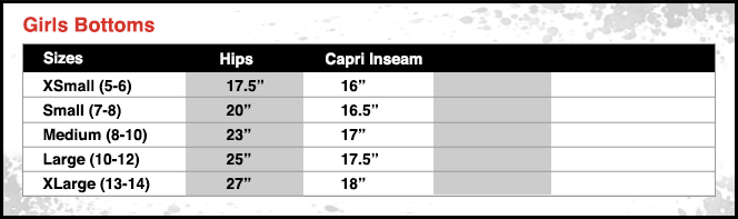 Ink N Burn Size Chart