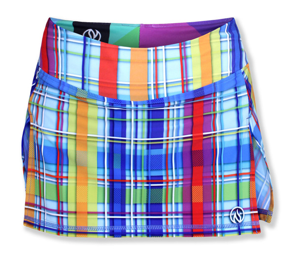 Women's Rainbow Plaid Sports Skirt or Skort for Running, Gym and Workout