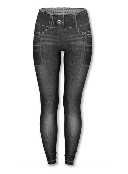 Women's Fleece Black Denim Performance Tights