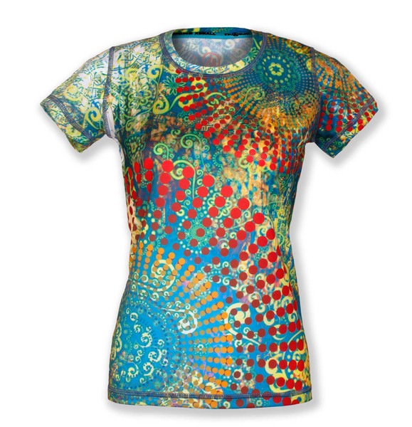 INKnBURN Women's Radiant Paisley Tech Shirt for running, workouts and golf