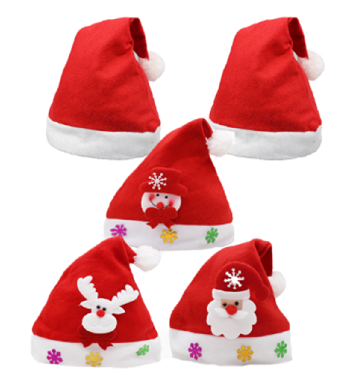 5pcs Unisex Men Women Christmas Santa Claus Caps Hat With