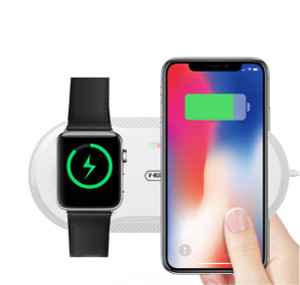 2 in 1 Wireless Charger, Klearlook Aluminium Dual Inductive Wireless Charging Stand Pad Mat Compatible iWatch