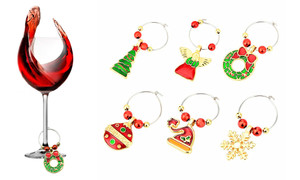 Christmas Wine Glass Decoration Charm Pack of 6