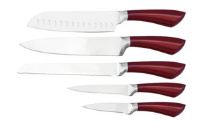 5pcs Stainless Steel Knife Set Red