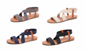 New-Elastic Fabric Front Cross Strap Sandal6110