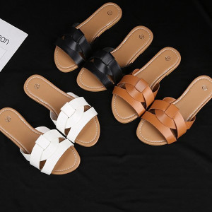 Large size flat beach Roman flat hollow female sandals