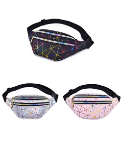 NEW Geometric Holographich Waist Pouch 0274