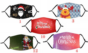 5pcs3D Printed Adult Christmas  Face Masks Washable Reusable  with Filter-la