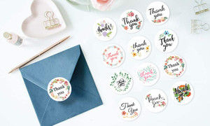 120pcs Thank you stickers in 12 different designs